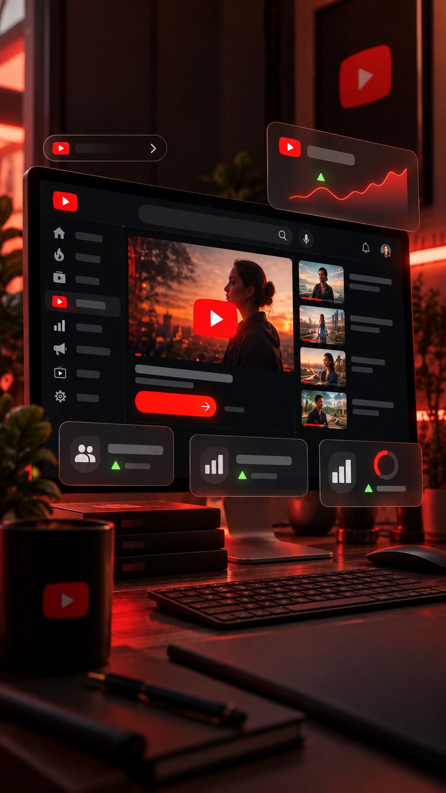 YouTube analiz panosu gösteren bilgisayar ekranı